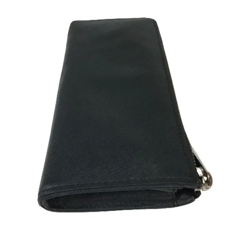 Michael Kors Jet Set Zip Wallet Black Saffiano Leather w/Silver Full Size Long